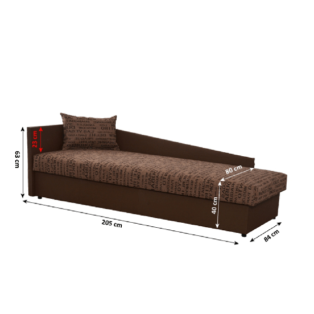 Jednolůžková postel (válenda) 80 cm Jeannine (hnědá) (s úl. prostorem) (L)