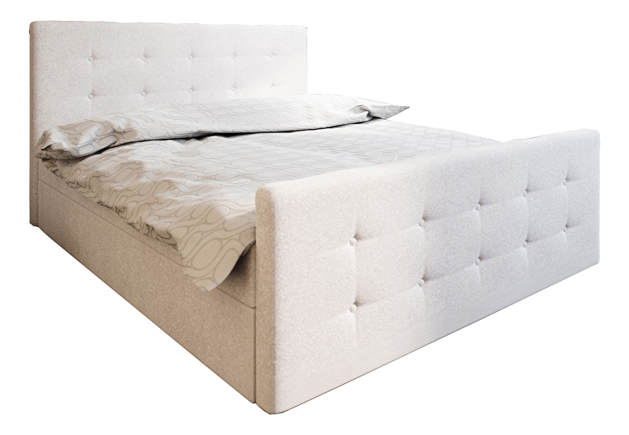 Manželská postel Boxspring 160 cm Milagros Comfort 1 (béžová) (s matrací a úložným prostorem)