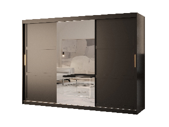 Šatní skříň Riven 2 250 (matná černá) (se zrcadlem)