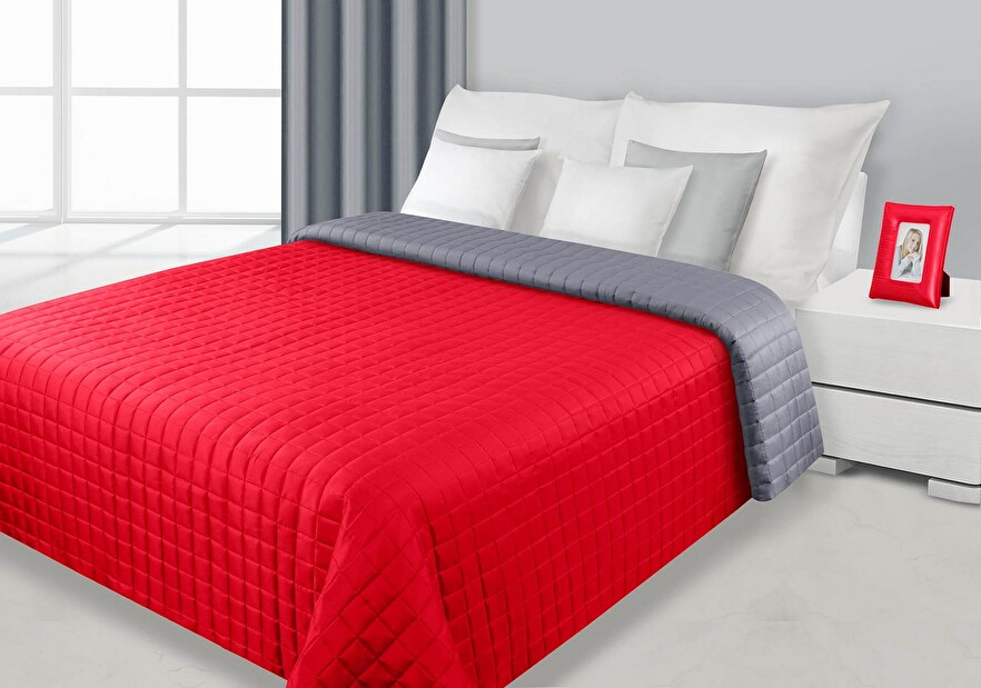 Přehoz na postel 150x70 cm Eva (červená + stříbrná)