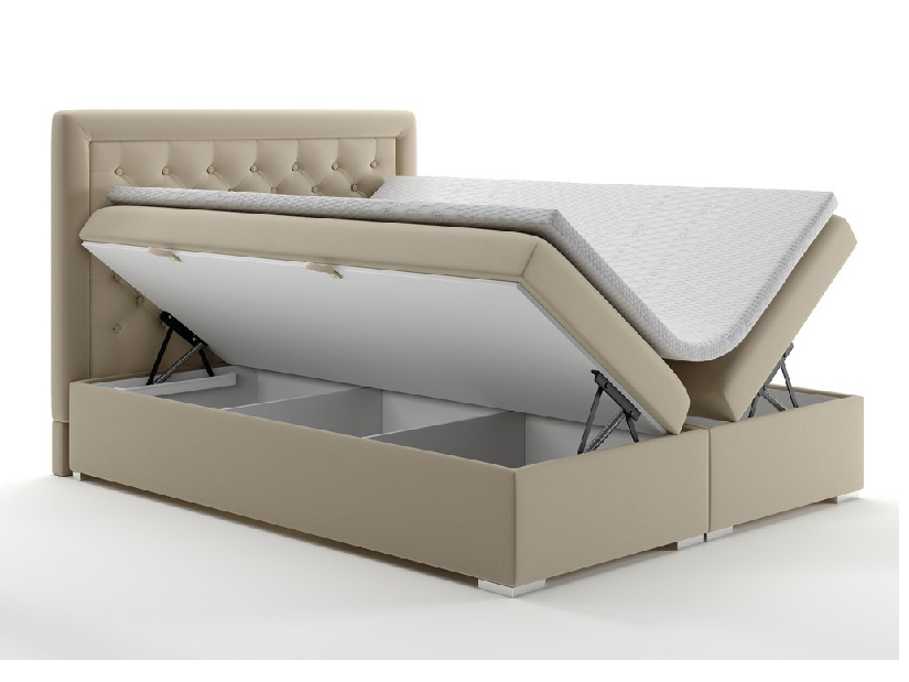 Manželská postel Boxspring 180 cm Gllamy (béžová) (s úložným prostorem)