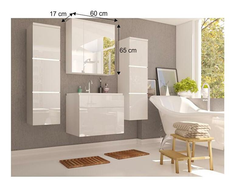 Koupelnová skříňka na stěnu Mason (bílá + bílá extra vysoký lesk) *výprodej