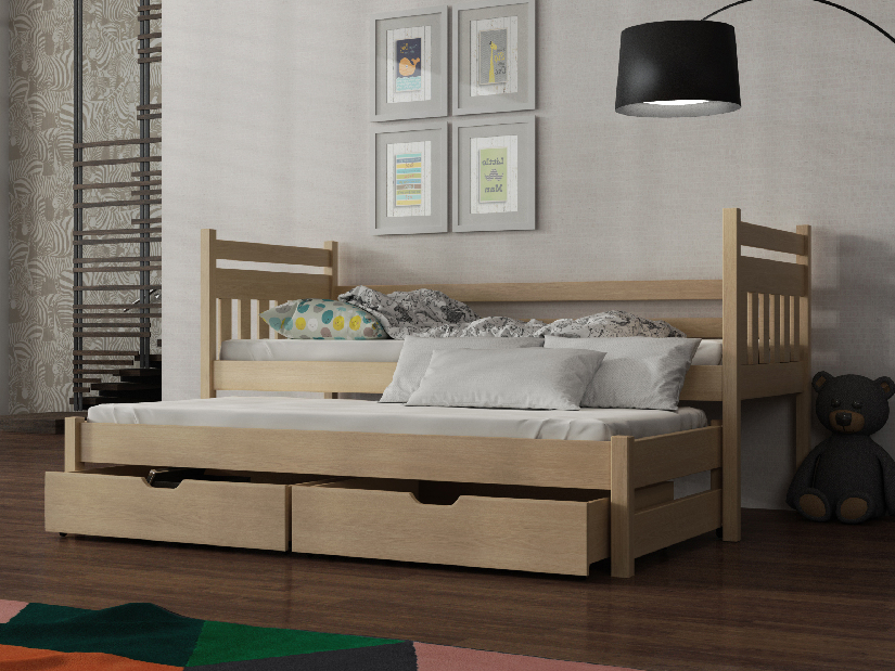 Dětská postel 80 cm DANNY (s roštem a úl. prostorem) (borovice)