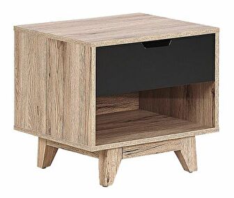 Noční stolek SIHART (světlé dřevo + černá)