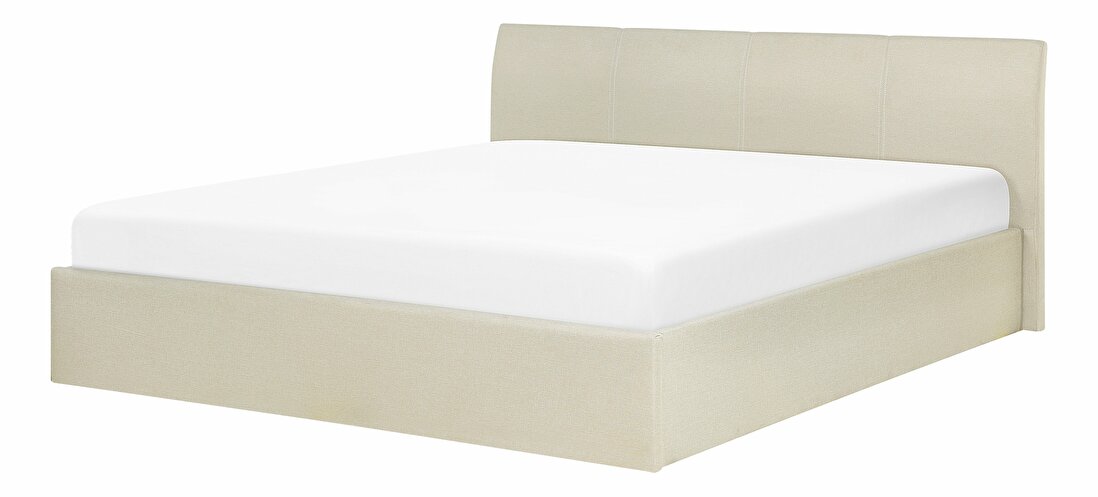 Manželská postel 180 cm ORBIT (s roštem a úl. prostorem) (béžová)
