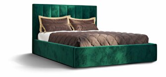 Manželská postel 160 cm Ocie (tmavě zelená) (s roštem a úložným prostorem)