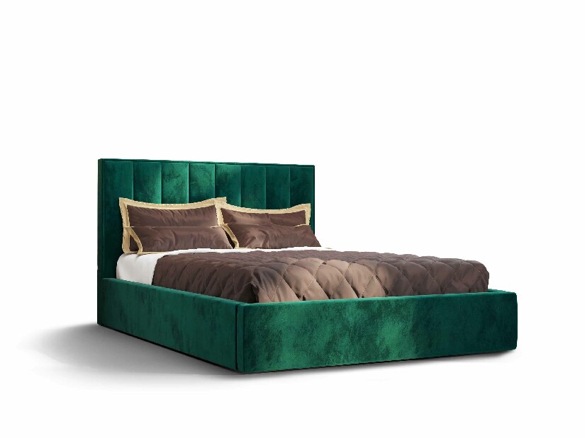 Manželská postel 180 cm Ocie (tmavě zelená) (s roštem a úložným prostorem)