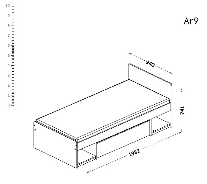 Jednolůžková postel typ AR9 90x195 cm Alishia (bílá)