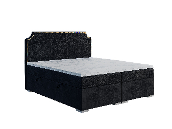 Manželská postel Boxspring 180 cm Lupin (černá) (s matrací a úl. prostorem)