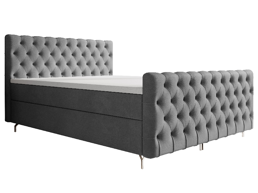 Manželská postel 160 cm Clinton Bonell (tmavě šedá) (s roštem, s úl. prostorem)