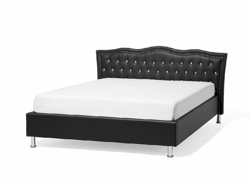Manželská postel 160 cm MATH (s roštem) (černá)