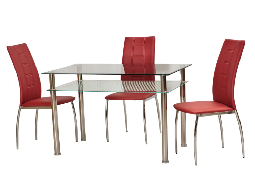 Jídelní stůl Phylis (pro 4 osoby) (červená + chróm) *výprodej