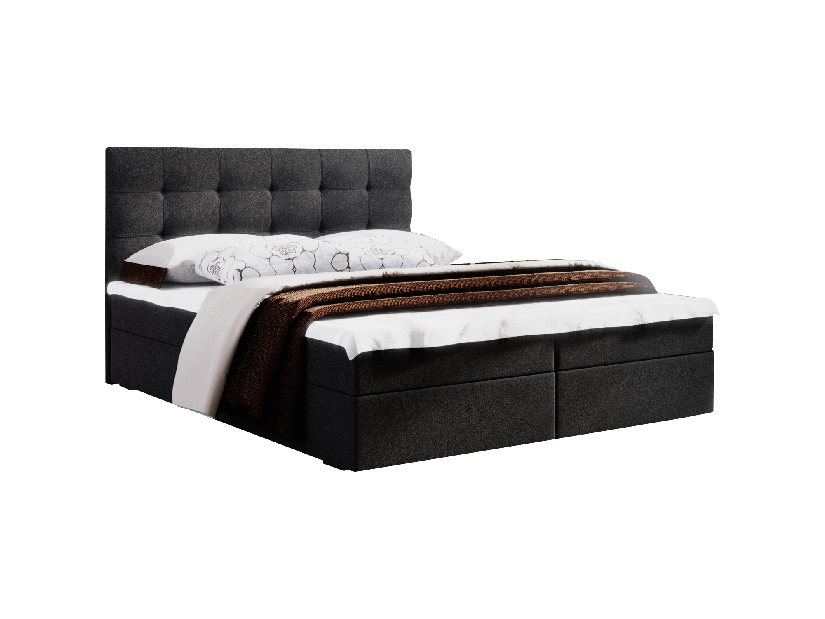 Manželská postel Boxspring 160 cm Fade 2 Comfort (černá) (s matrací a úložným prostorem)