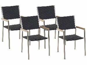 Set 4 ks zahradních židlí Giggles (černý ratan)