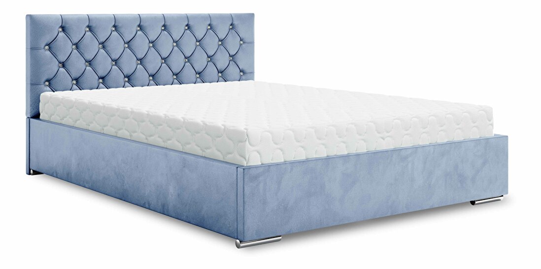 Manželská postel 160 cm Kerry (světle modrá) (s roštem a úložným prostorem)