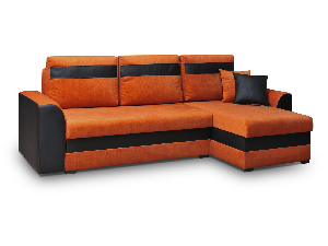 Rohová sedačka Madlyn (oranžová + černá) (P)