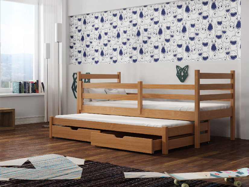Dětská postel 80 cm MONTY (s roštem a úl. prostorem) (buk)