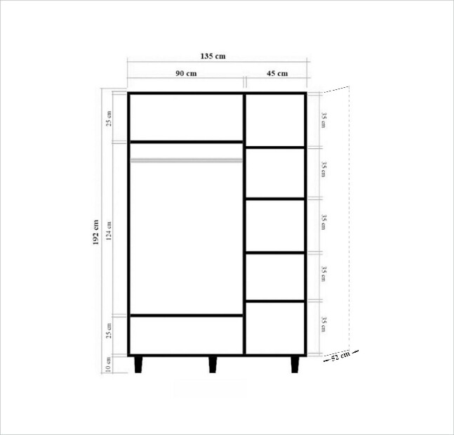 Šatní skříň Modella 621 (dub sonoma)