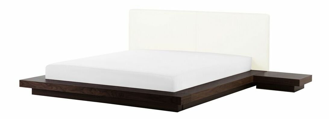 Manželská postel 180 cm ZEPHYRE (s roštem) (tmavé dřevo)