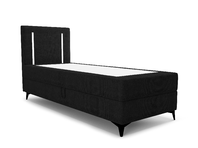 Jednolůžková postel 80 cm Ortega Comfort (černá) (s roštem a matrací, bez úl. prostoru) (s LED osvětlením)