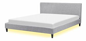 Manželská postel 180 cm FUTTI (s roštem a LED osvětlením) (šedá)