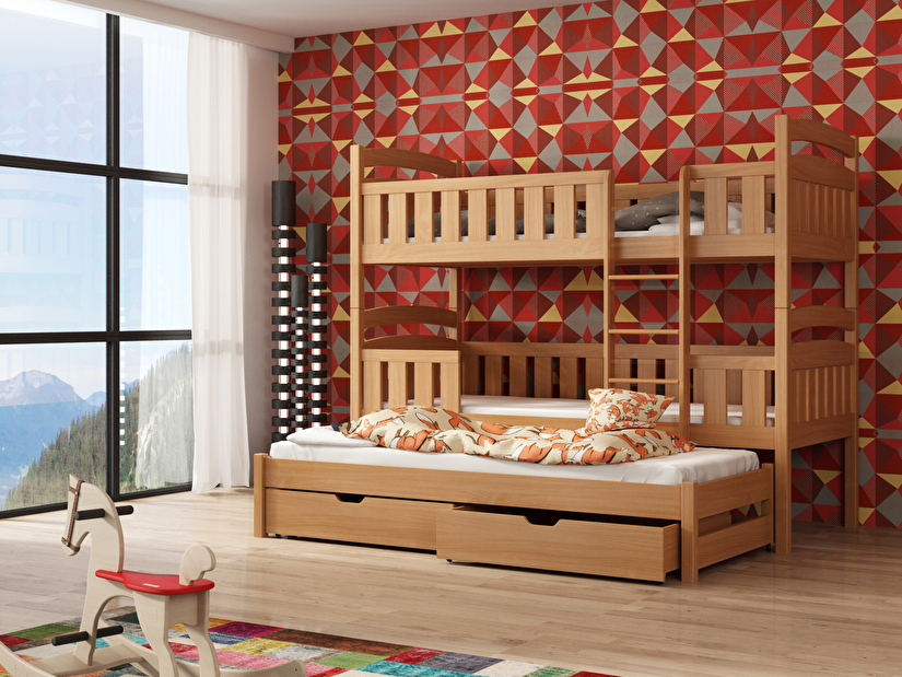 Dětská postel 80 x 180 cm LEON (s roštem a úl. prostorem) (buk) *výprodej