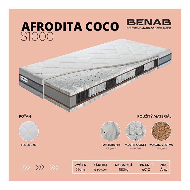 Taštičková matrace Benab Afrodita Coco S1000 200x180 cm (T4/T5)