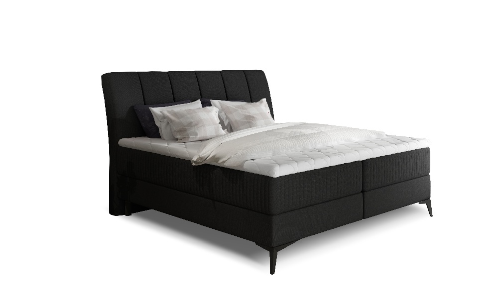 Manželská postel Boxspring 180 cm Alberto (černá) (s matracemi)