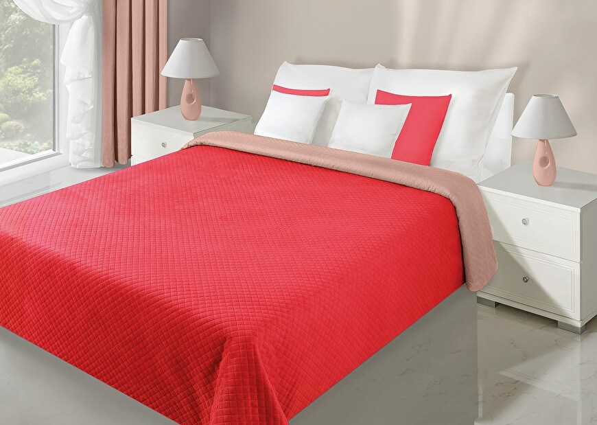 Přehoz na postel 220x200cm Filip (červená + kakaová)