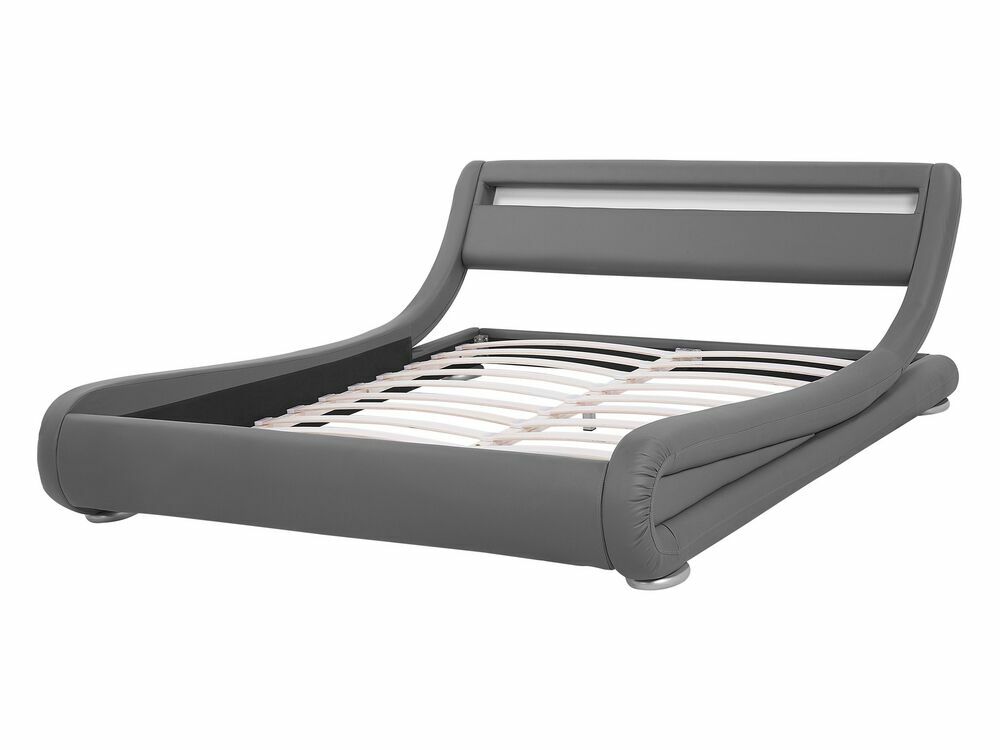 Manželská postel 140 cm AVENUE (s roštem a LED osvětlením) (šedá)