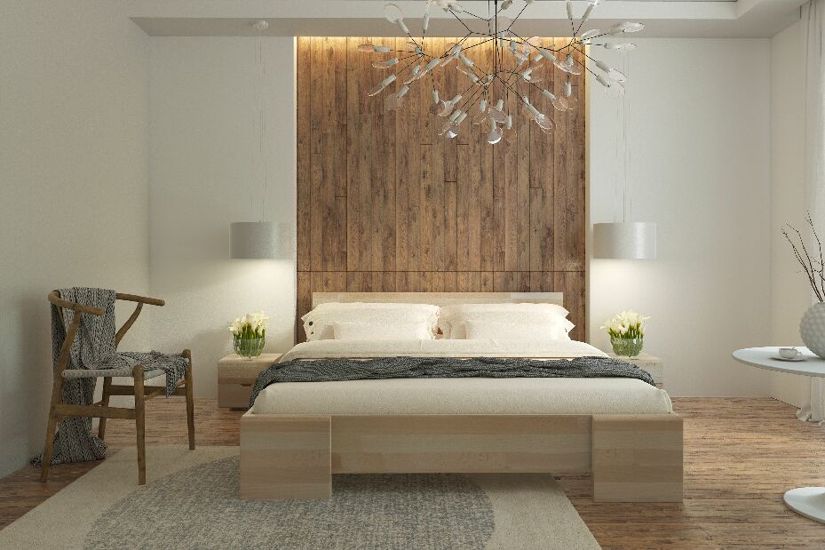 Manželská postel 160 cm Naturlig Blomst High (buk) (s roštem)