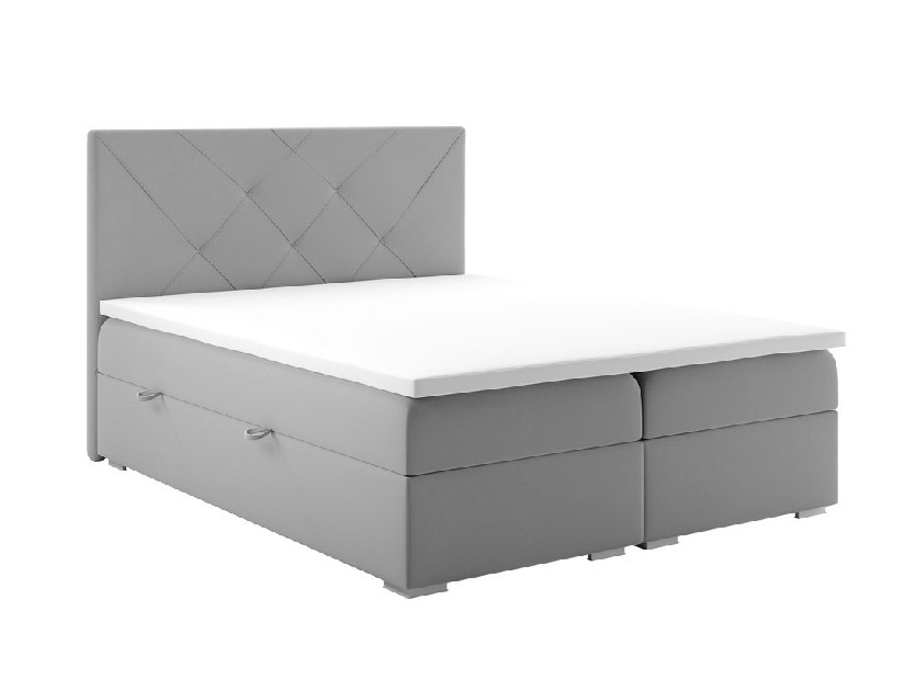 Kontinentální postel 200 cm Darro (šedá) (s úložným prostorem)