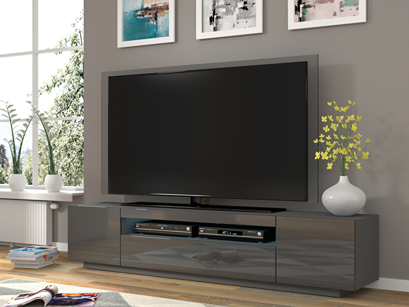 TV stolek/skříňka Aurora 200 (šedý lesk) (LED)