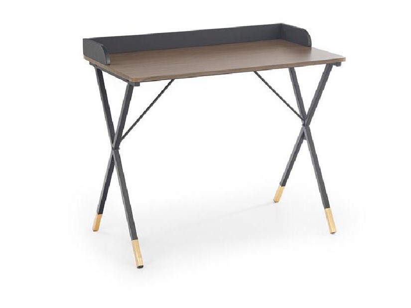 Psací stolek Bernie (tmavé dřevo + černá)