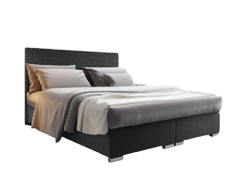 Kontinentální postel 160 cm Harlan Comfort (tmavě šedá) (s roštem, matrací a úl. prostorem)