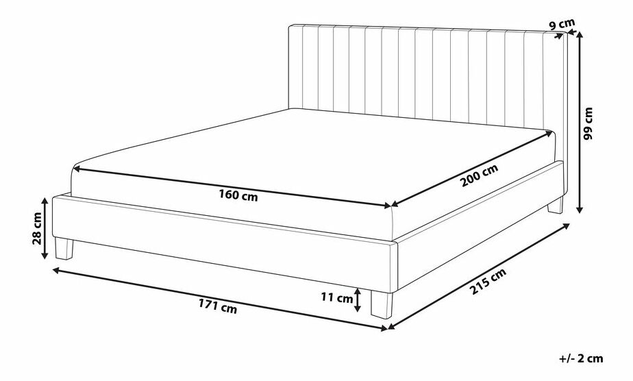 Manželská postel 160 cm PARASO (šedá) (s roštem)