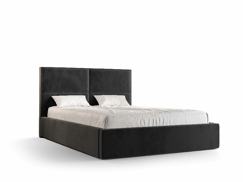 Manželská postel 160 cm Alfonso (černá) (s roštem a úložným prostorem)