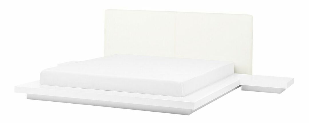 Manželská postel 160 cm ZEPHYRE (s roštem) (bílá)
