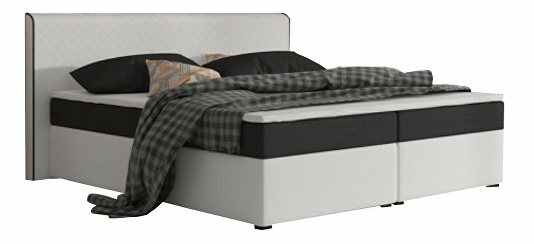 Manželská postel Boxspring 180 cm Namakyra Megakomfort Visco (bílá + černá) (s matrací a roštem)