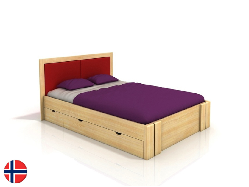 Manželská postel 200 cm Naturlig Manglerud High Drawers (borovice)
