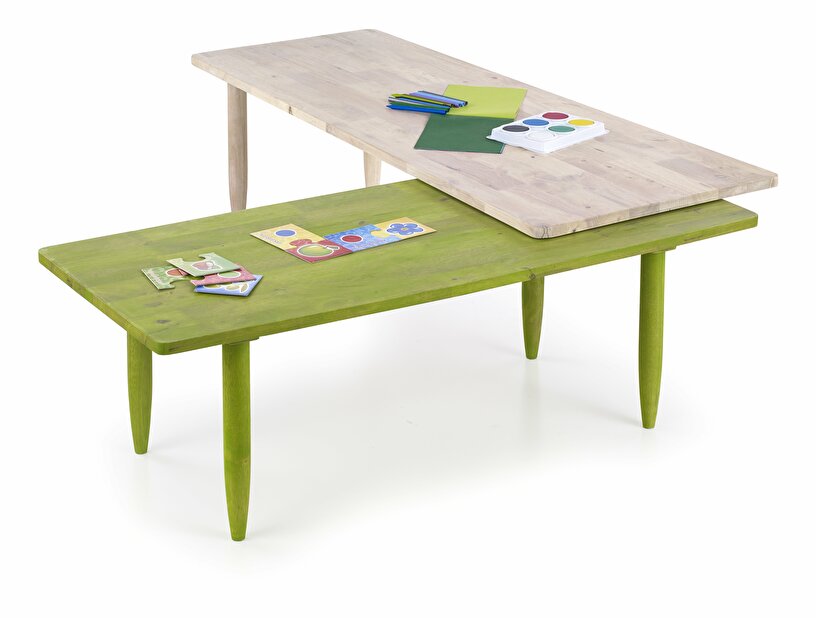 Konferenční stolek Bora-Bora (white washed wood + zelená)