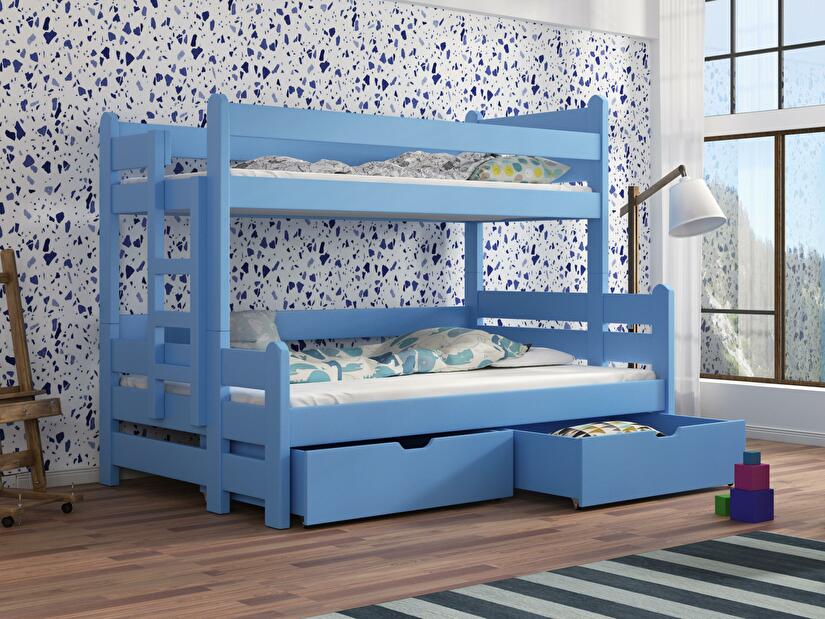 Dětská patrová postel 90 cm Bivi (modrá)