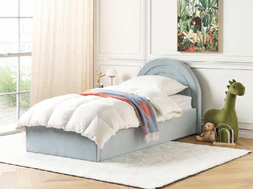 Jednolůžková postel 90 cm Annesile (modrá) (s roštem) (s úl. prostorem)