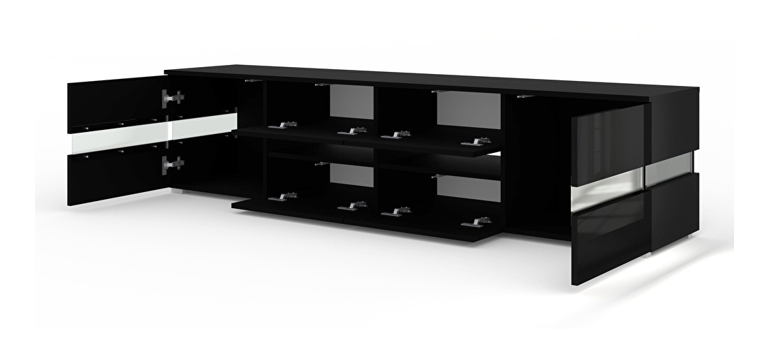 TV stolek/skříňka Vaimo (matná černá + lesklá černá)