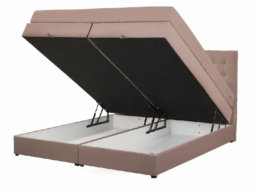 Kontinentální postel 180 cm MAGNEZ (hnědá) (s matrací a úložným prostorem)