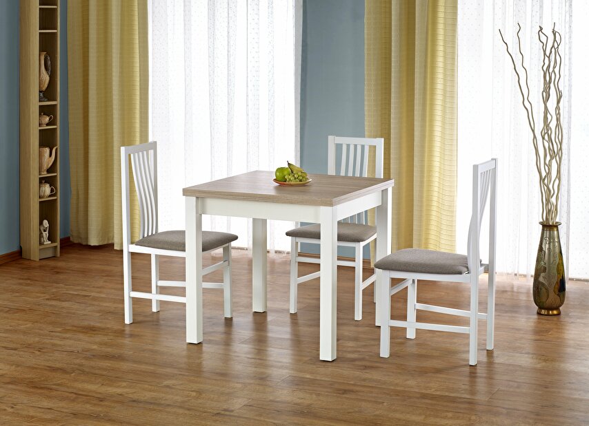 Jídelní stůl Gracjan (dub sonoma + bílá) (pro 4 až 6 osob) *výprodej
