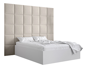 Manželská postel s čalouněným čelem 160 cm Brittany 3 (bílá matná + krémová) (s roštem)