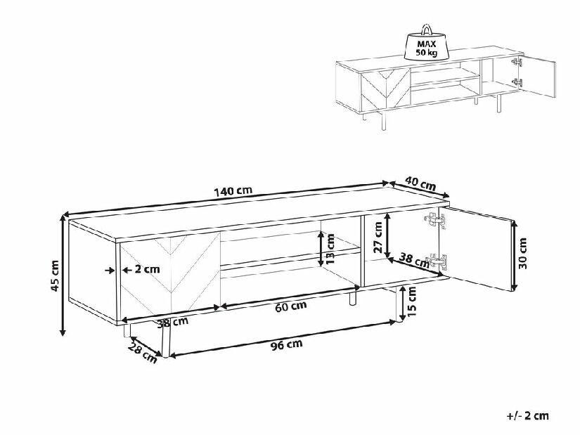 TV stolek/skříňka Secondo (světlé dřevo)