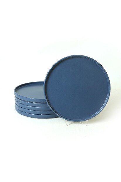 Sada mělkých talířů (6 ks.) Simple (modrá matná)