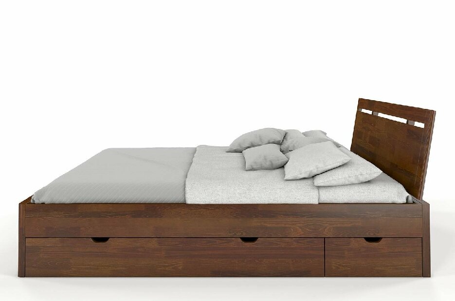 Manželská postel 160 cm Naturlig Bokeskogen High Drawers (borovice)